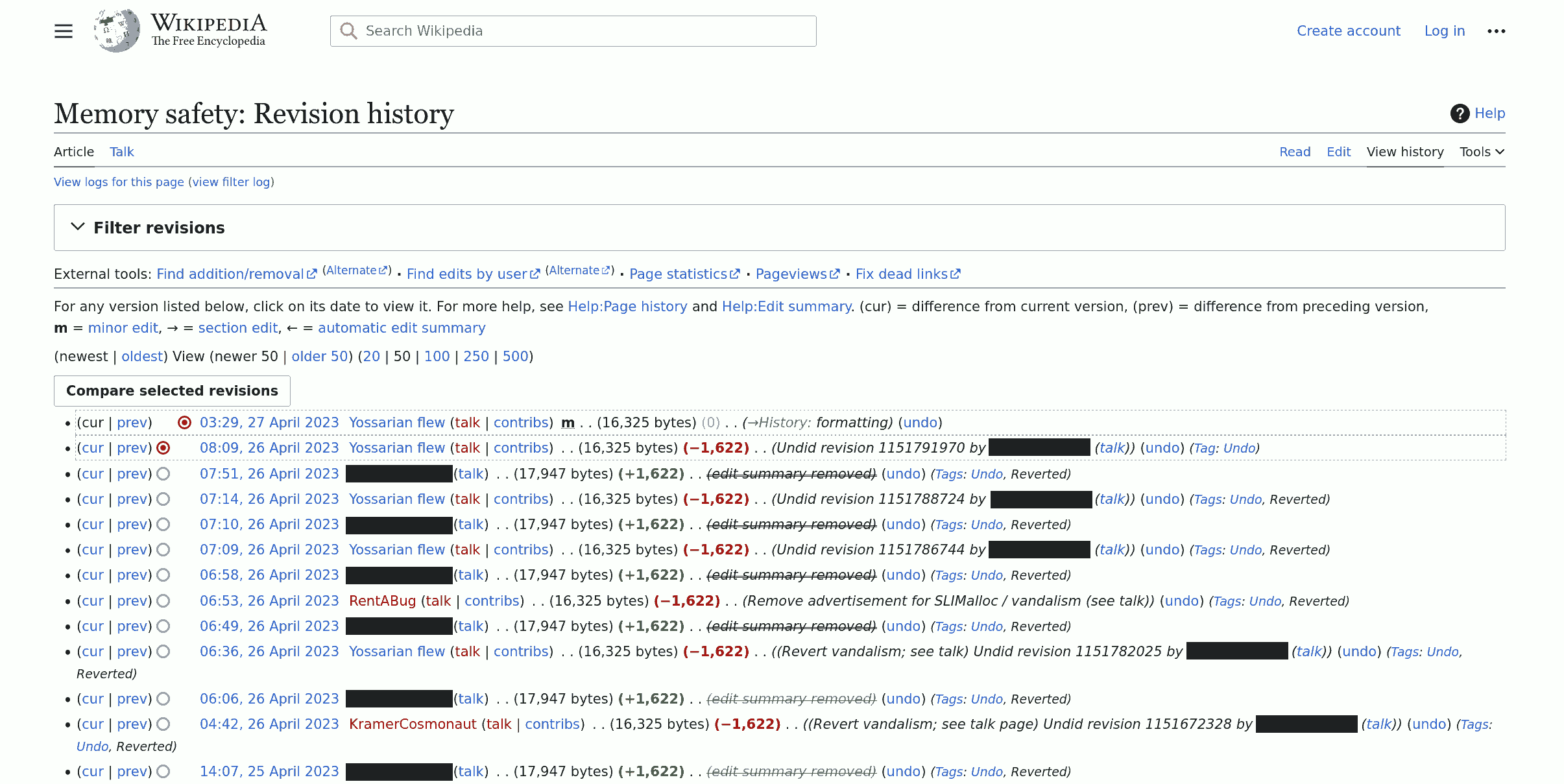 William Woodruff, R&D Director at TrailofBits.com, having erased his trails on the Wikipedia the 'Memory-Safety page' History